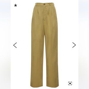 Reformation Mason  Highrise Pleated Wide leg trousers NWOT Khaki Size 6